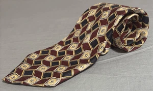 ROBERT TALBOTT Geometric Silk Tie Hand Sewn Red Yellow USA Made - Picture 1 of 9