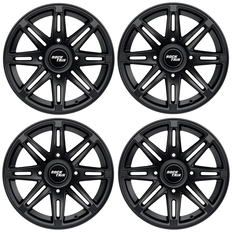 4pc 14" RT103 RockTrix Wheels ATV UTV SxS, 14x7, 4+3, 4x137 4/137, Matte Black - Image 1 of 4