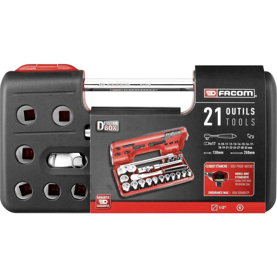 Facom Jeu de clés à douille métrique 1/2 (12.5 mm) 20 pièces SL.DBOX1PB - Photo 1/1