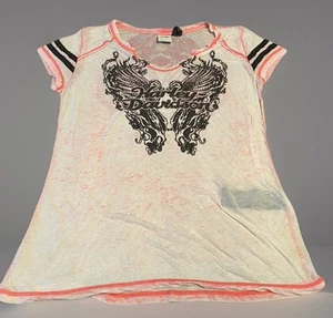 Harley Davidson short sleeve rhinestone lace shirt XL Thin Sexy Double Sided - Picture 1 of 13