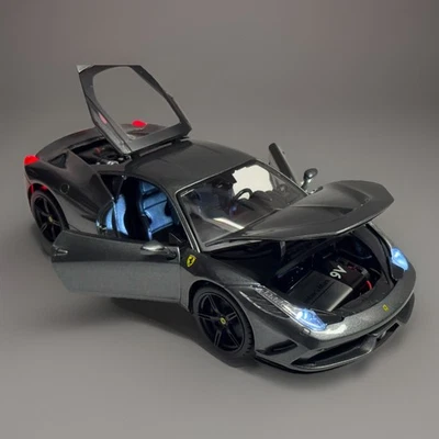 Ferrari 458 Speciale Met Grey "WORKING LIGHTS"  Maisto Diecast Special Ed. 1:18 - Image 1 of 4