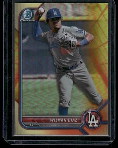 2022 Bowman Chrome #BCP-239 Wilman Diaz Prospects rifrattore giallo #/75 - Foto 1 di 2