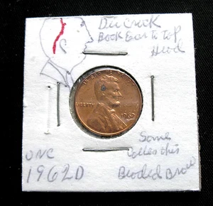1962-D Lincoln 1C cent, BU cracked head - Picture 1 of 3