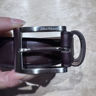 Cinturón Allen Edmonds Para Hombre Talla 34 Cuero Marrón Hebilla Plateada Ajustable EE. UU. Foto 1 de 4