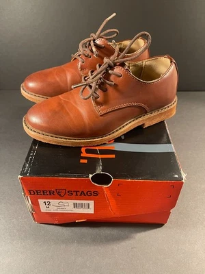 Deer Stags Dress Shoes For Kids - Brown Oxford - Boys Size 12 Denny - Image 1 of 4
