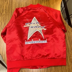 Vintage Star Trek Jacket Satin Red Bomber 25th Anniversary 1991 Men’s Large READ - Picture 1 of 9