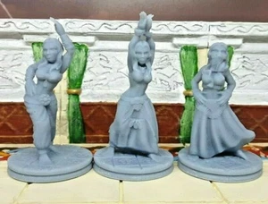 Set of 3 Egyptian Belly Dancers Mini Miniature Figure 28-32MM Resin Printed - Picture 1 of 7