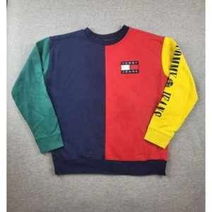 Vintage 90s Tommy Jeans Color Block Crew Neck Pullover Mens Size Small VTG - Picture 1 of 8