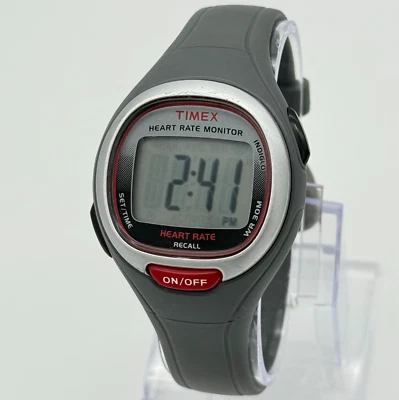 Reloj Monitor Digital LCD HR Unisex TIMEX Gris Resina, Indiglo, Funciona 39mm T5K535 Foto 1 de 4