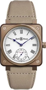Bell & Ross Instruments White Dial Bronze & Wood Case Luxury Mens Swiss Watch - Picture 1 of 4