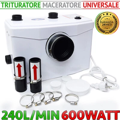 MGIDEA TRITURATORE MACERATORE SCARICO WC SANITARIO BAGNO LAVANDINO DOCCIA VASCA 600W