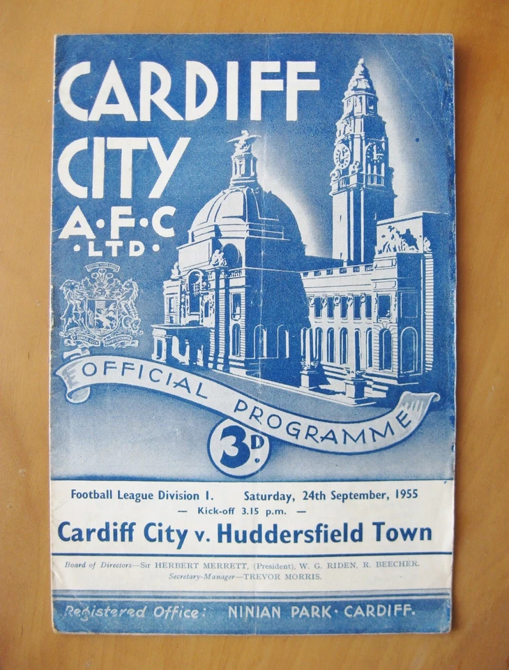 CARDIFF CITY v HUDDERSFIELD TOWN 1955/1956 *VG Condition Football Programme* - Image 1 of 1