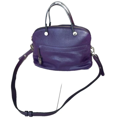 Bolsa tiracolo feminina FURLA 2 vias couro logotipo mão com zíper roxo - Imagem 1 de 4