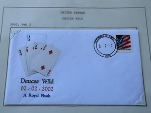 US, 2002 Modern Cover DEUCES WILD COLOR CACHET-Playing Cards on Stamps & Covers - Picture 1 of 2