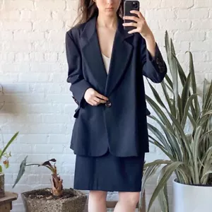 Gianfranco Ferre vintage 90s gray wool blazer and skirt suit set 46 - Picture 1 of 8