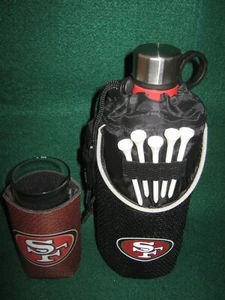 SF 49ers Golf WATER Bottle (12oz) w/Tees & Can Kooler + BANDANA - Picture 1 of 8