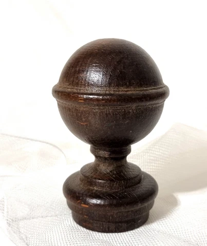 Victorian wood turned newel post finial 4" Antique french architectural salvage Cover