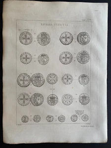 Numismatic Engraved Plate, 1870 Art Print, NAVARRA FRANCESA, 9" x 12" - Picture 1 of 5
