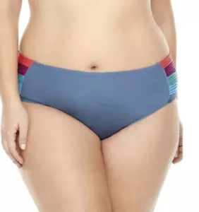 Time and Tru Damen Übergröße adrette Streifen Badeanzug Unterteil blau 3X (24W-26W) - Bild 1 von 12
