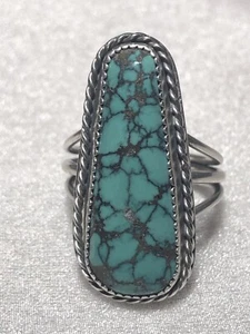 Classic Southwestern Spiderweb Turquoise Ring, Sterling, size 8.5 - Picture 1 of 4