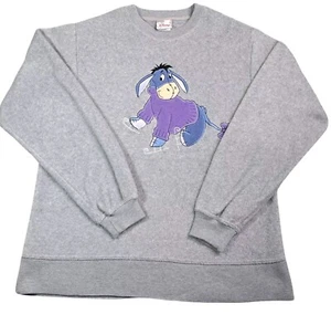 Felpa Pullover Vintage Disney Store Eeyore Grigio in Pile Ricamato Adulto Piccolo - Foto 1 di 11