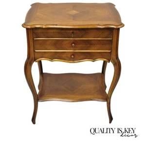 Antique French Louis XV Style Mahogany Sewing Stand Nightstand with Lift Top - Picture 1 of 12