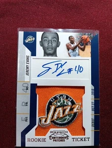 2010-11 Playoff Contenders Patches #139 Jeremy Evans Utah Jazz AU RC Nice Auto! - Picture 1 of 2