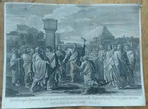 Gravure tirage XVIIIe de Benoist Audran d'après Nicolas Poussin Quodcumque - Foto 1 di 11