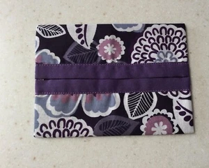 Stofftasche/Geldbörse Taschentuchhalter; 3,5”x5” lila Blumen; kostenloser Versand - Bild 1 von 3