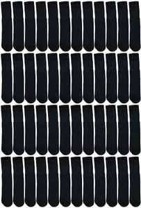 48 Units of Yacht & Smith Kids Black Solid Tube Socks Size 4-6 - Boys Crew Sock - Picture 1 of 3