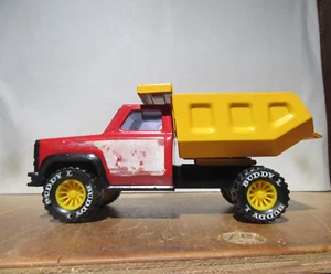Vintage Buddy L Toy Dump Truck Red & Yellow 7 1/4" - Picture 1 of 7