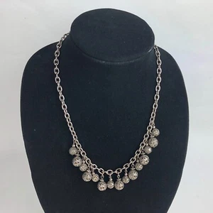 SILVER TONE METAL CHARMS BEADED NECKLACE LENGTH 20" - CHARMS 1/2" - Picture 1 of 6