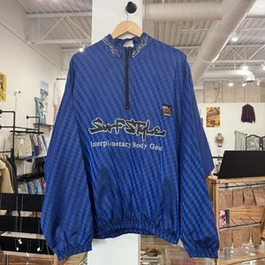 Vintage 90’s Surf Style Pullover Blue Windbreaker - Picture 1 of 7