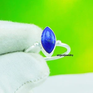 Lapislázuli piedras preciosas 925 plata esterlina hecho a mano anillo de... - Imagen 1 de 4