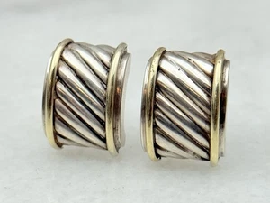 Klassischer Vintage David Yurman Sterlingsilber & 14 K Gold Kabel-Ohrring - Bild 1 von 4