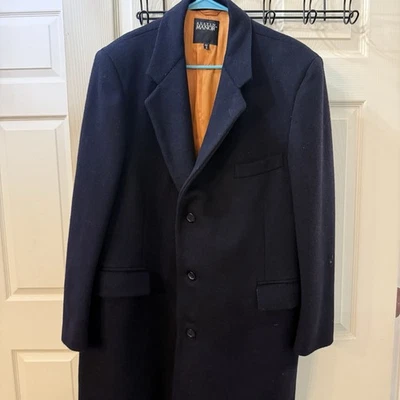 VTG Austin Manor 100% Virgin Wool Navy Long Coat Men’s Business Professional 44S - Image 1 of 4