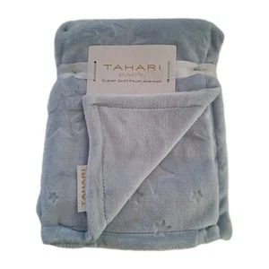 Tahari Baby blau geprägte Decke Security Lovey Plüsch NEU 30x40" Dusche Geschenk - Bild 1 von 8