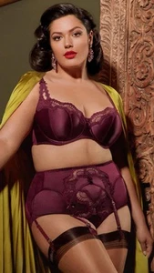 Dita Von Teese Starlift Bra & Brief Set Size 20DD Decadent Plum New - Picture 1 of 16