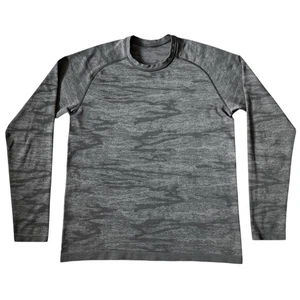 Lululemon Mesh Metal Vent Tech Long Sleeve T-Shirt Gray Camo Mens Athletic - Picture 1 of 6