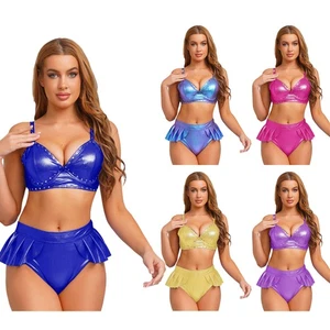 Damen Badeanzug Bügel BH Kostüm Bralett Rave Tank 2-teilig Bademode sexy - Bild 1 von 72