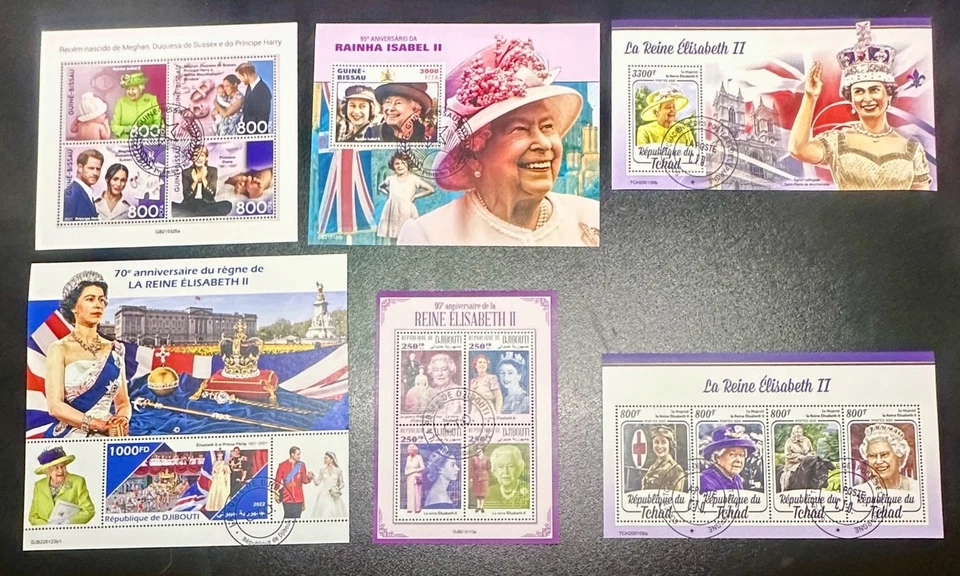 B578, 6 Large Souvenir Sheets Featuring Queen Elizabeth - Image 1 of 1