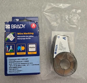 Brady #M21-1550-427 selbstlaminierend schwarz auf trans/weiß 1,25" x 14' Vinyl Etikett - Bild 1 von 2