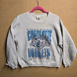 Vintage Jostens Charlotte Hornets Sweatshirt Mens Large Crew Thrashed NBA 90s - Picture 1 of 6