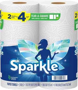 Sparkle Tear-A-Square Papierhandtücher, 2 Doppelrollen = 4 normale Rollen, individuelle Größe - Bild 1 von 4