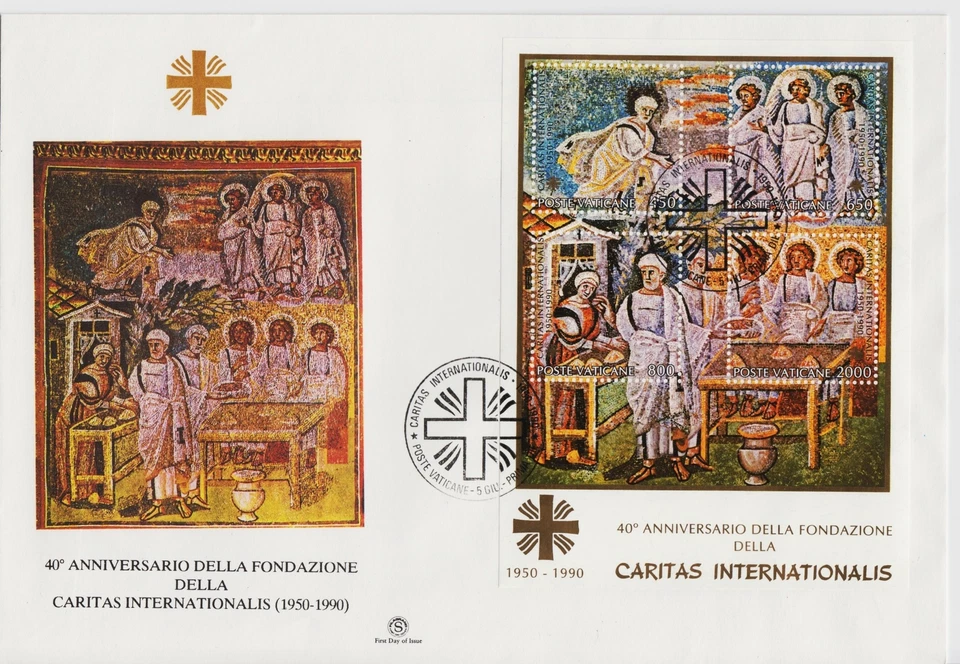 Vatican 1990 International Caritas Biblical Accounts Arts Mosaic Religion FDC - Image 1 of 1