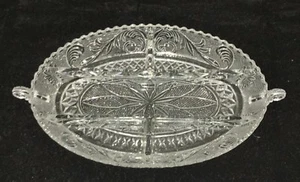 Westmoreland PRINCESS FEATHER* CRYSTAL* 10" 5 PART OVAL RELISH* PF-14* - Picture 1 of 3