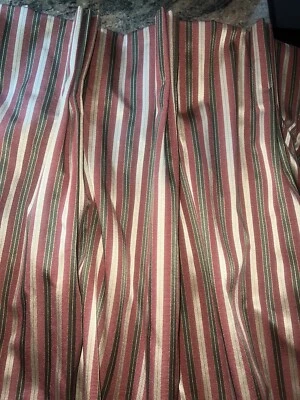 CLASSIC CUSTOM KRAVET PINCH PLEATED DRAPES~RUST,GREEN&GOLD 85”LONG - Image 1 of 4