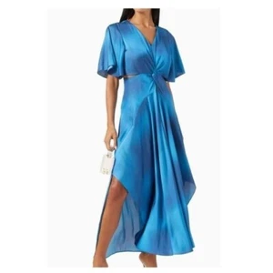 MAJE Reniline Blue Satin Tie Dye Maxi Dress Size X Small - Picture 1 of 11