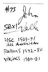 JOHN VELLA OAKLAND RAIDERS AUTOGRAPHED INDEX CARD USC MINNESOTA VIKINGS DECEASED - Picture 1 of 1