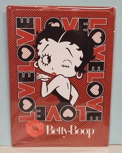 Betty Boop LOVES 12" x 17" Metal Sign Retro Vintage Repro Cave Man Garage - Picture 1 of 6